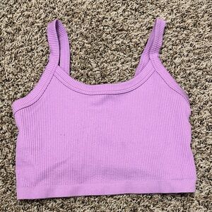 Purple Ribbed Crop Top